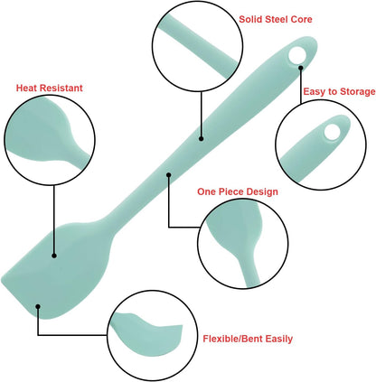 Silicone Spatulas Set of 6, Rubber Spoon Spatula Heat Resistant Spoonula One Piece Design Seamless Spatula Non-Stick Scrapers Baking Mixing Tool (Black)