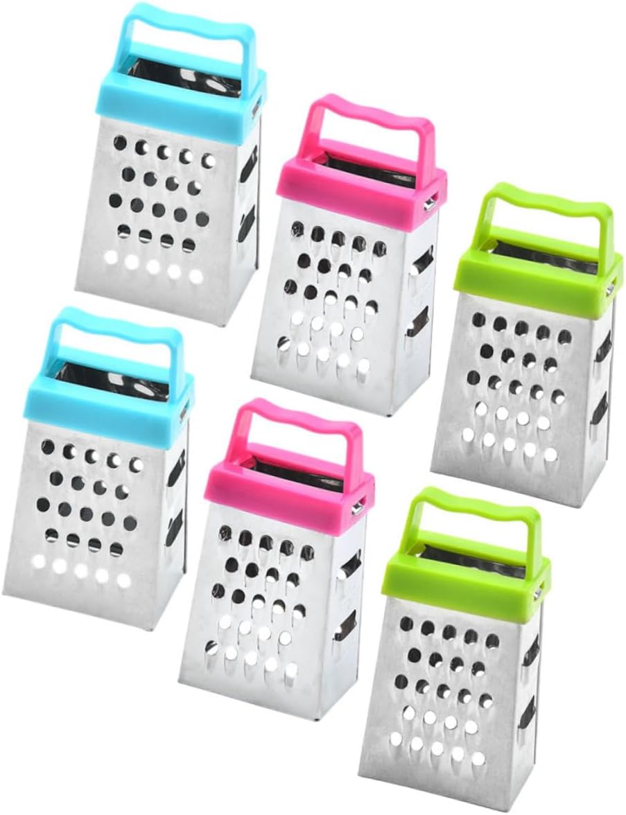 PRETYZOOM Mini Stainless Steel Cheese Grater Box with Non-Slip Handle Multipurpose Hand Grater for Cheese Garlic Ginger and Vegetable Slicing Compact 2.63 Inch Kitchen Shredder Set of 30
