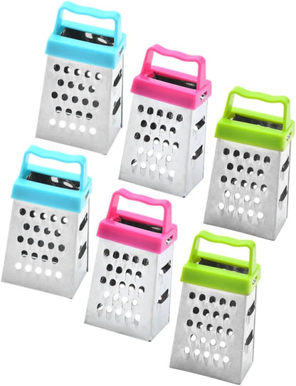 PRETYZOOM Mini Stainless Steel Cheese Grater Box with Non-Slip Handle Multipurpose Hand Grater for Cheese Garlic Ginger and Vegetable Slicing Compact 2.63 Inch Kitchen Shredder Set of 30