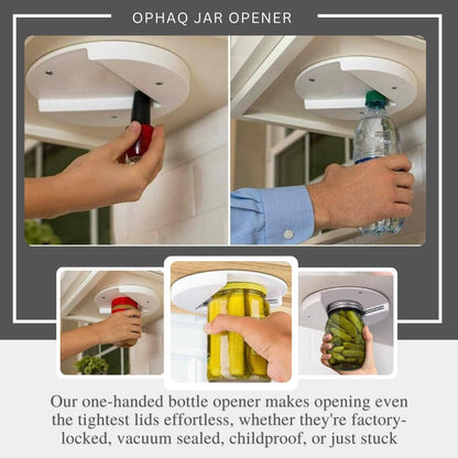 Under Cabinet Jar Opener, Original Jar Lid Opener, Ideal for Seniors, Weak Hands, Arthritis, White Plastic, Cylindrical Shape, Kitchen & Office Use