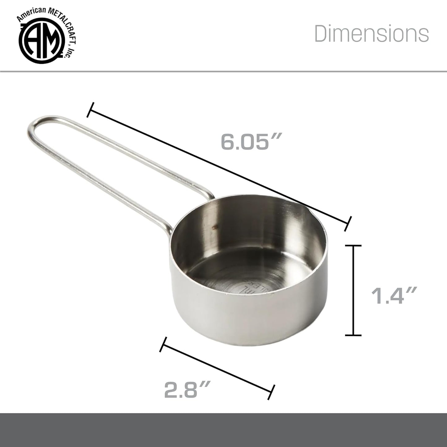 American METALCRAFT, Inc. 1/3 Stainless Steel Measuring Cup, Silver