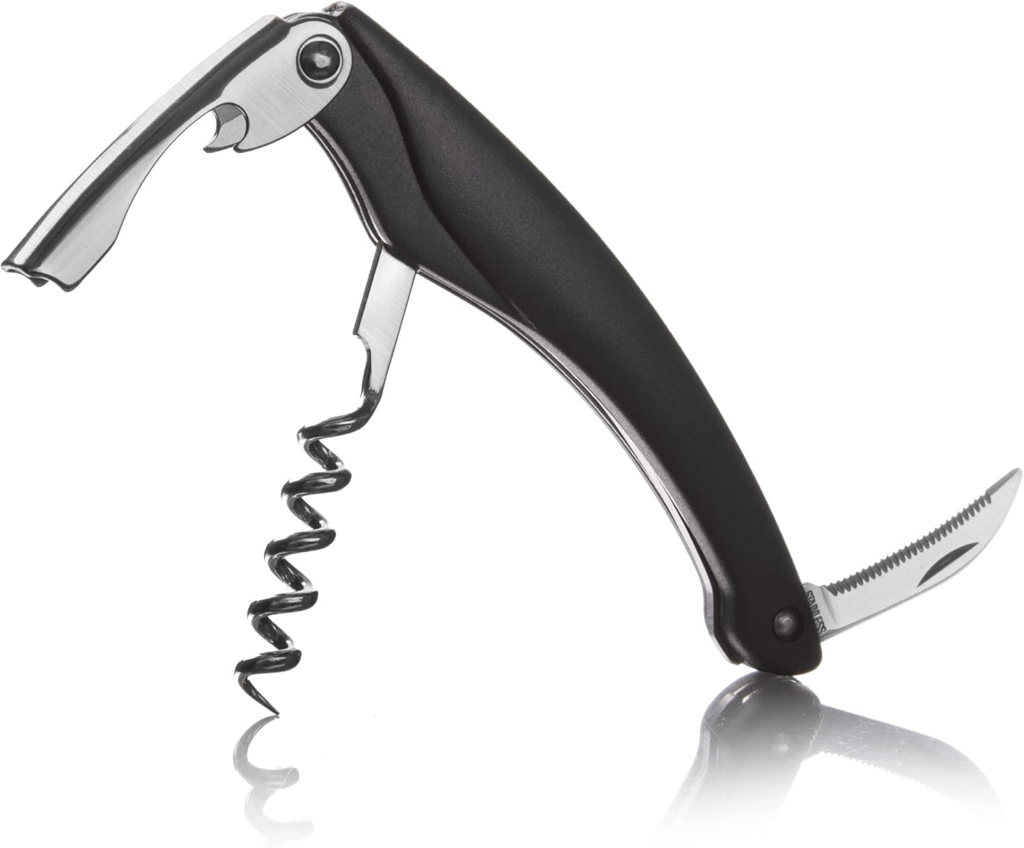 Vacu Vin Winged Corkscrew – Classic Two-Arm Wine Opener with Built-In Bottle Opener – Easy Cork Removal – Durable, Ergonomic Wine Bottle Opener – Ideal for Home, Kitchen & Bar Use