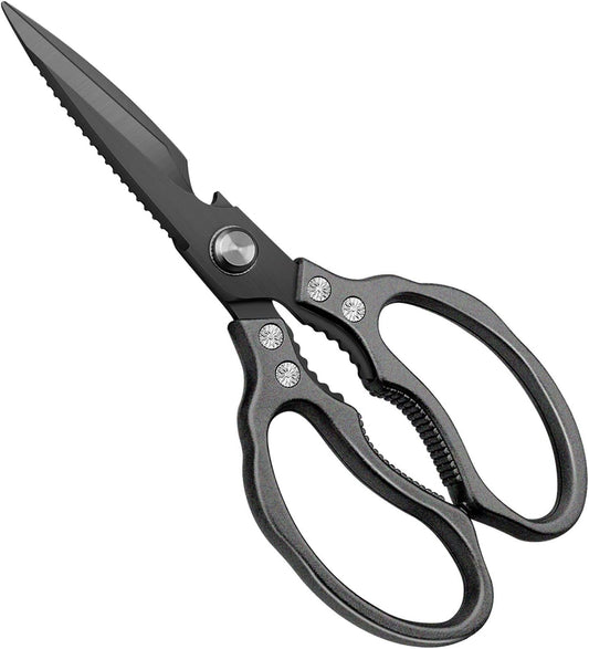 CGBE Kitchen Scissors, Multi-Purpose Kitchen Shears, Heavy Duty Dishwasher Safe Food Scissors for Chicken, Poultry, Fish, Meat & Herbs with Non-Slip Grips - Sliver