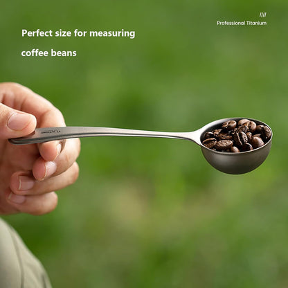 Titanium Coffee Measuring Scoop 35ml, Titanium Coffee Beans Spoon with Long Handle, Tablespoon Scooper for Ground Coffee, Loose Tea and Powder(Ice Flowers-35ml)