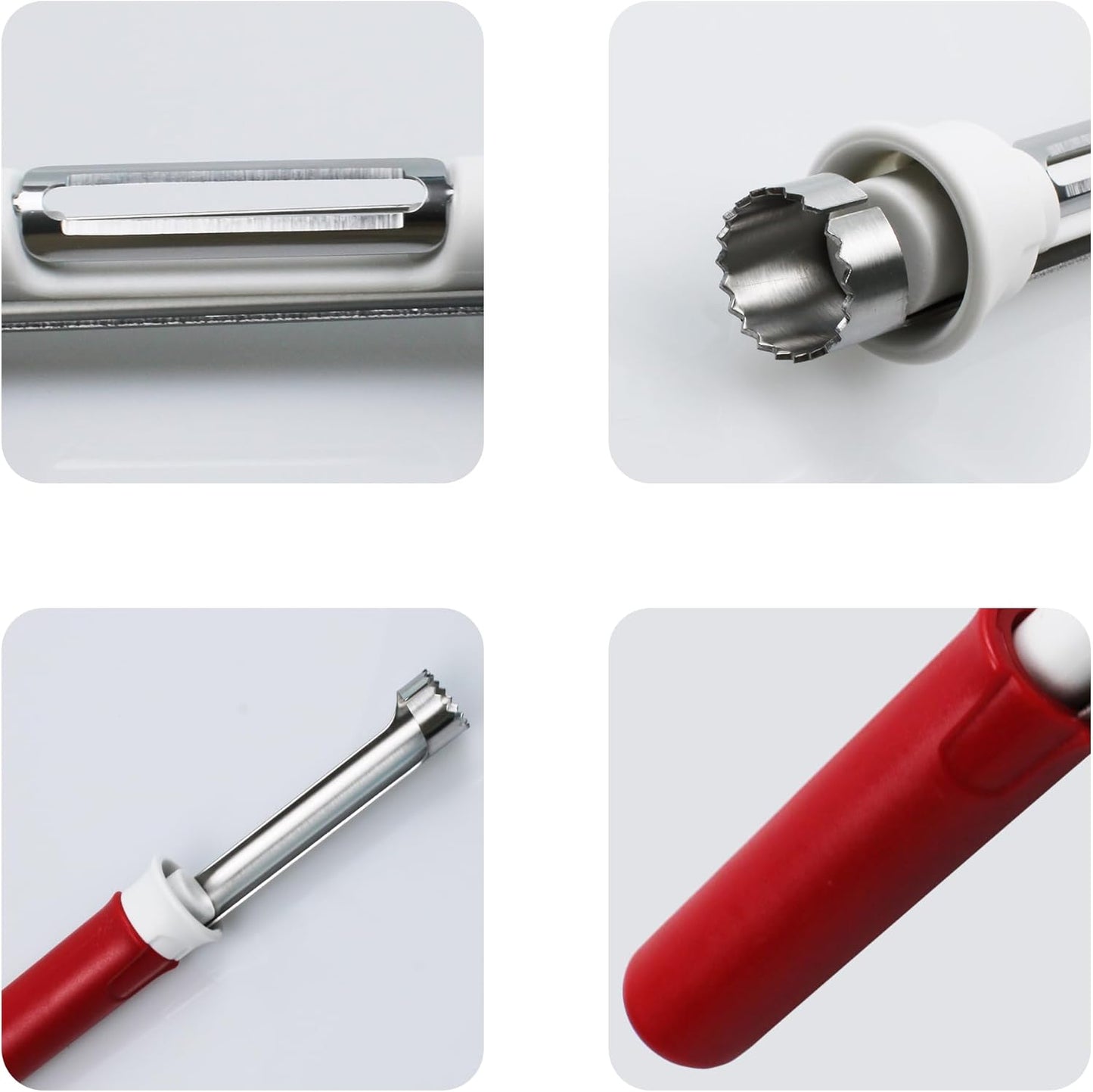 8 In Apple Corer,Apple Peeler And Corer Tool,Stainless Steel Kitchen Core Removal Tool,Fruit Core Remover, Apple, Pear, Bell Pepper(Red)