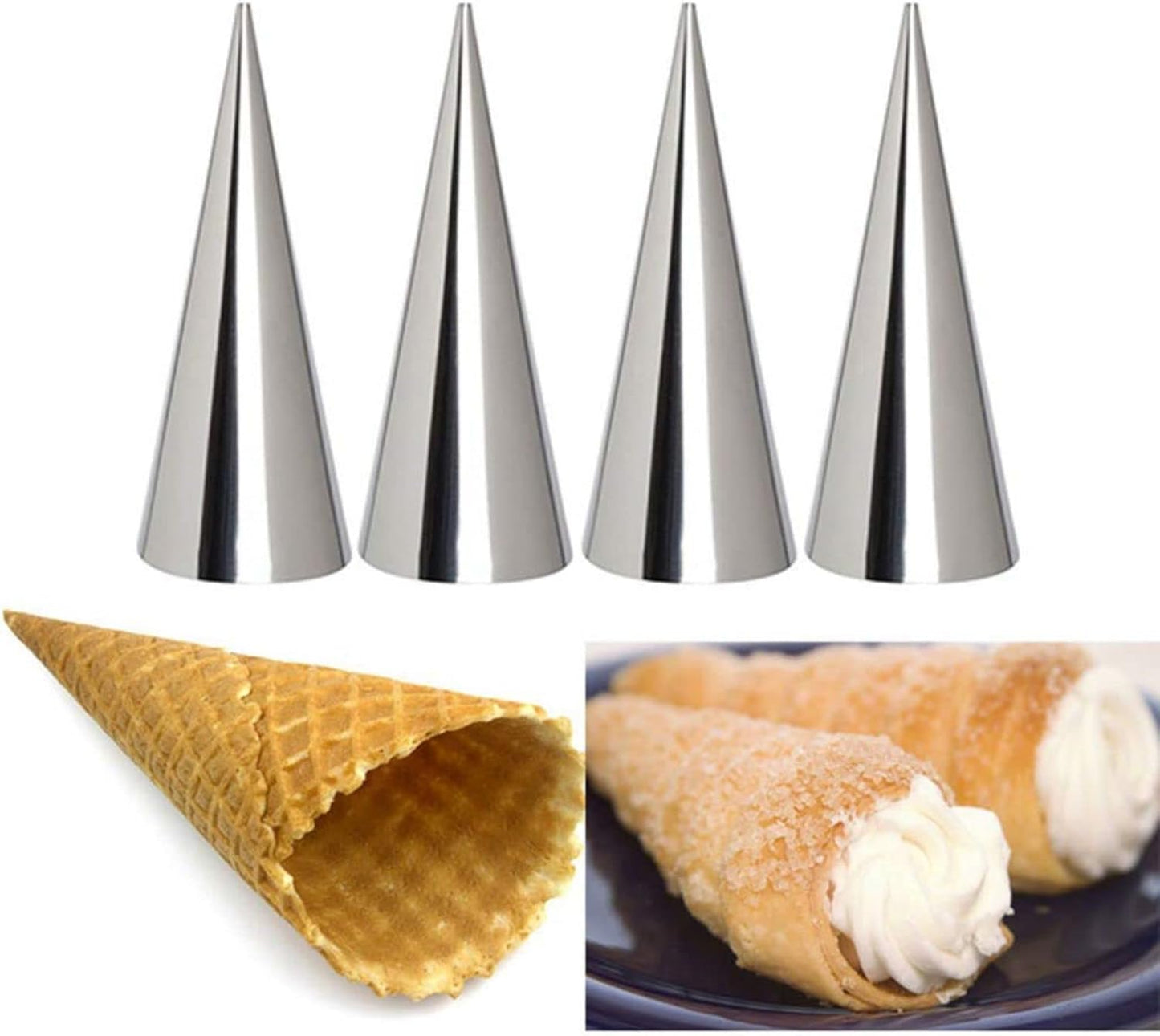Non-stick Cream Cannoli Tubes, FantasyDay 12 Pcs Stainless Steel Baking Cones Pastry Roll Horn Croissant Mold Cannoli Shells with 1 Clean Brush - Pastry Baking Set for Christmas Cake Anniversary Party