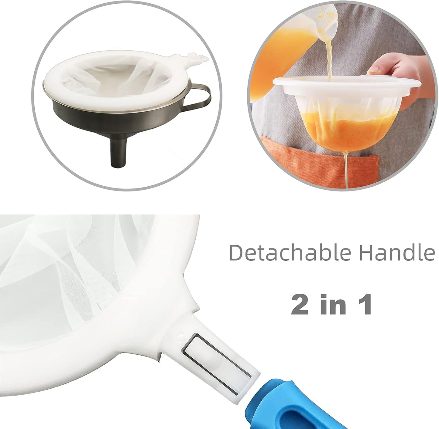 8.4in 80 Mesh Big Nylon Mesh Filter Ultra-Fine Sieve Sediments Strainer PP Frame for Straining Juice,Honey,Tea
