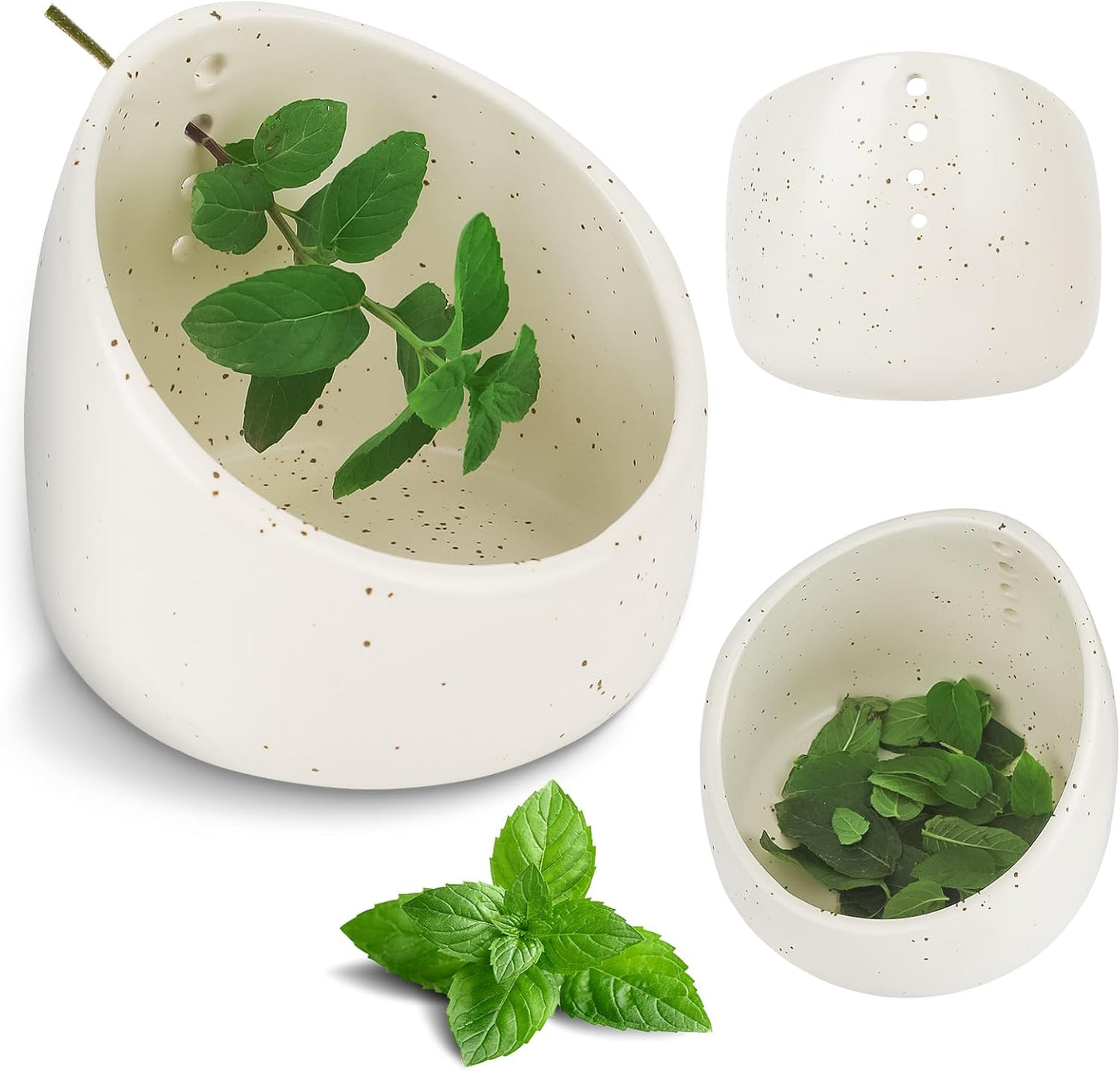herb stripper，herb stripper bowl，pottery herb stripper，handmade with different circular hole sizes for separating leaves and stems.