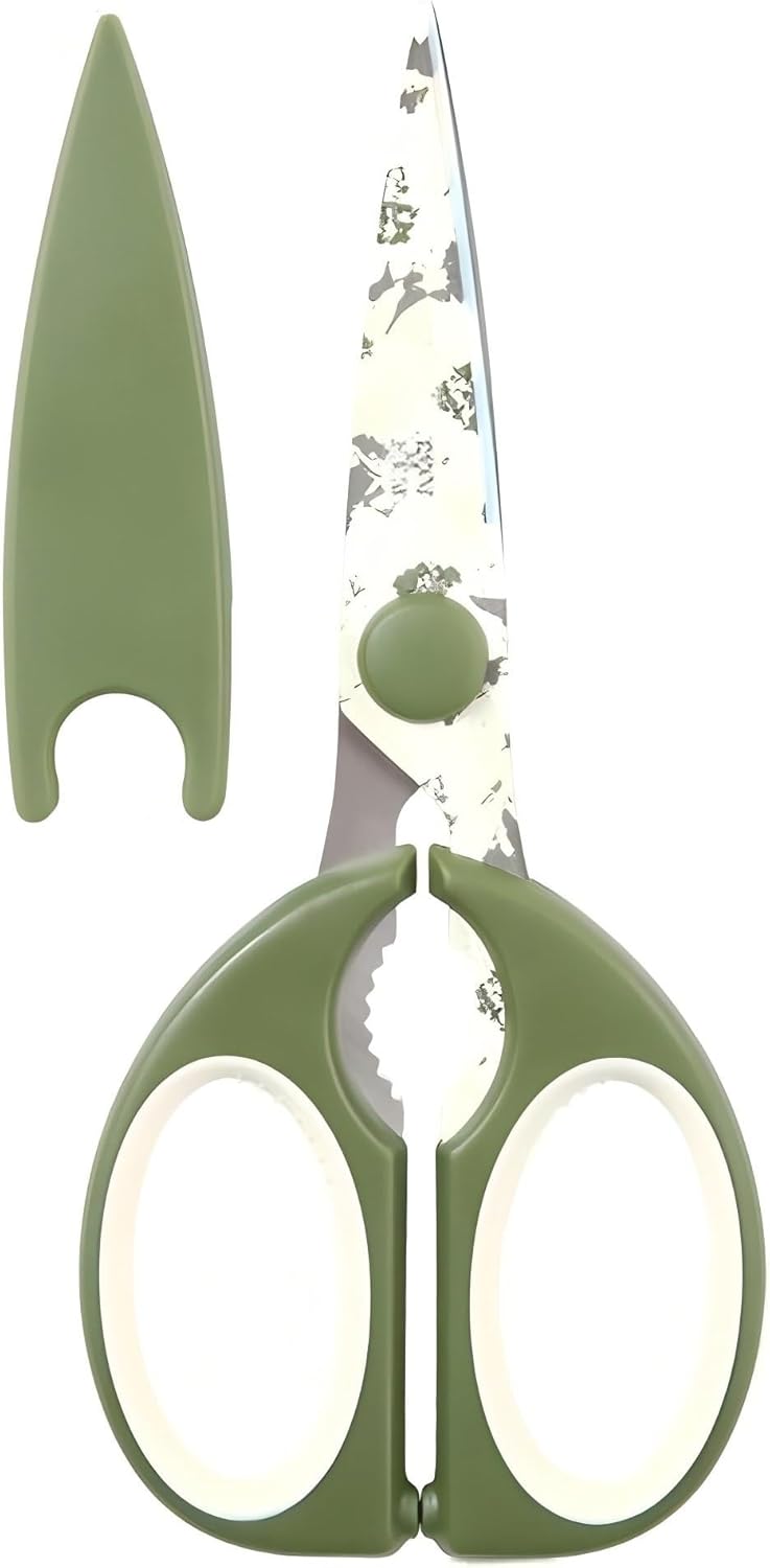 Kitchen Shears Scissors, ARCHIKING 7.7inch Gold Titanium Plated Scissor-Meat and Poultry Shears, Dishwasher Safe, Acrylic Handel All Purpose Stainless Steel Utility Scissor - Diamond Clear