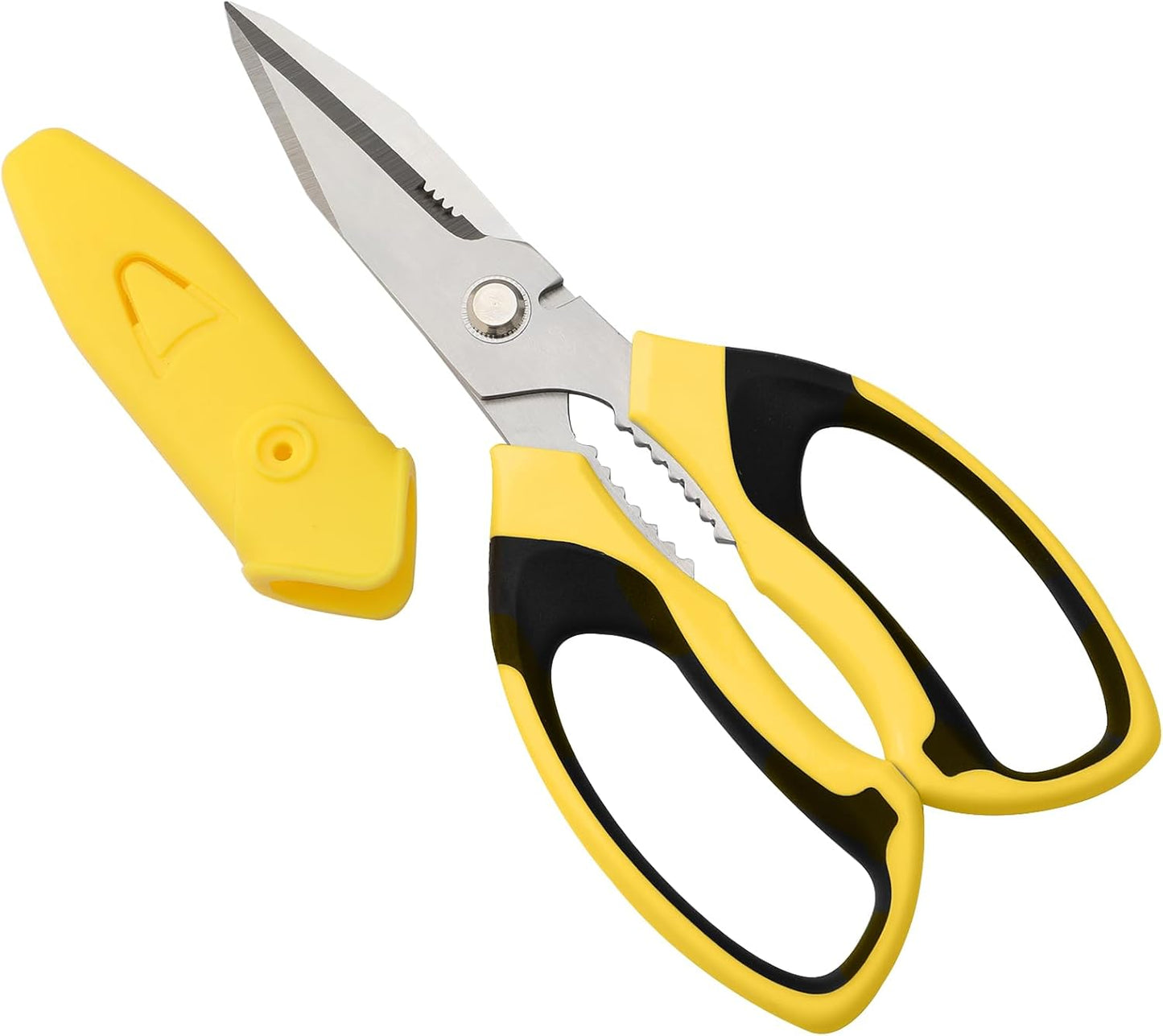 BoFuYuan Utility Scissors Heavy Duty: 8-Inch sharp Scissors All Purpose heavy duty, Serrated Blades Cut Carpet, Cardboard, Wire, Leather, Fabric, Multipurpose Shears for Kitchen, Garden, Office, Craft