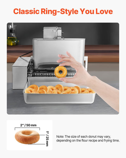 VEVOR Donut Depositor, Large Capacity Manual Donuts Dropper, 304 Stainless Steel Commercial Batter Dispenser, 6 Thicknesses Adjustment Doughnut Hopper with Stand, For Restaurant Cafe Bakery Kitchen