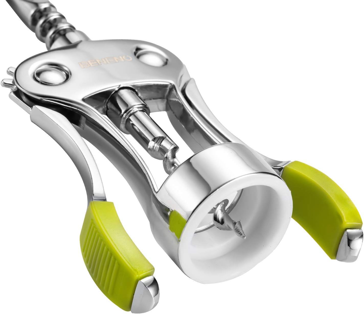 Beneno Wine Opener, Zinc Alloy Premium Wing Corkscrew with Multifunctional Bottles Opener, Sharp Wine Corkscrew with Ergonomic Non-Slip Wing Handle, Silver