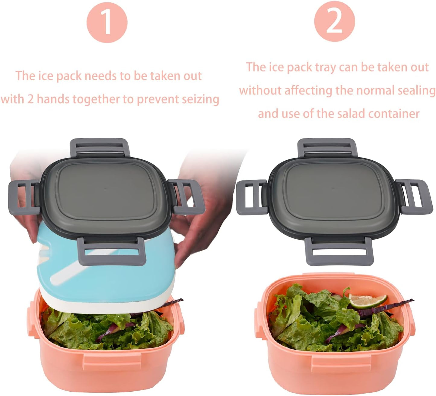 Freshmage Salad Lunch Container To Go, 52-oz Salad Bowls with 3 Compartments, Salad Dressings Container for Salad Toppings, Snacks, Men, Women (Blue)