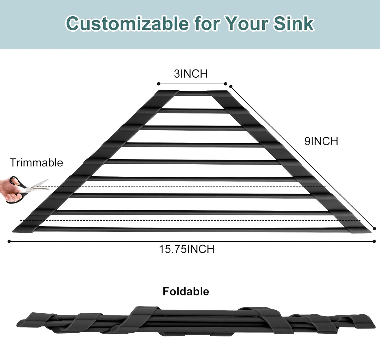 MERRYBOX Roll Up Over The Sink Dish Drying Rack Silicone Wrapped Foldable, Heat-Resistant, Anti-Slip Sink Rack Multipurpose Dish Drainer for Kitchen Sink Counter - White, 17.5" x 11"