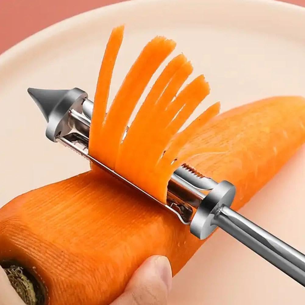 2Pc Silver All In One Multifunctional Vegetable Peeler,4 and 1Julienne Peeler Vegetable Peeler,Veggie Peelers for Kitchen,Potato kitchen Pear Tomato Cucumber Graters, Peelers and Slicers