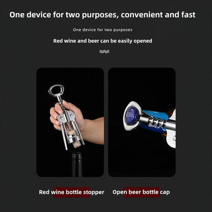 Premium Zinc Alloy Wing Corkscrew Wine Opener Set - Upgraded Cork Screw for Effortless Opening, Ergonomic Non-Slip Handle & Multifunctional Bottle Opener with Stopper