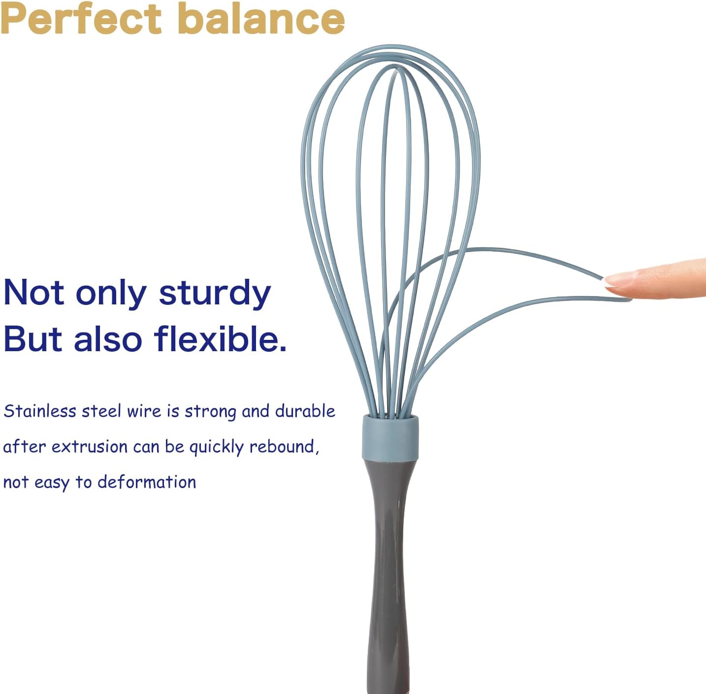 OYV Dishwasher Safe Whisk, Professional Whisks for Cooking Non-Scratch, Stainless Steel & Silicone Wisk, Plastic Rubber Whisk Tool for Nonstick Cookware Pans, Heat Resistant,12-Inch, Grey