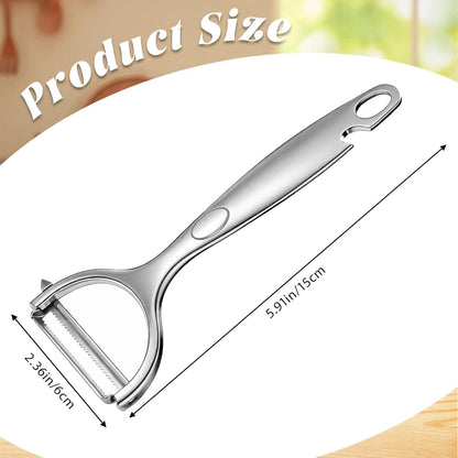 Premium Stainless Steel Vegetable Peeler with Swivel Blade & Bottle Opener - Ultra Sharp Potato Apple Peeler, Ergonomic Handle, Dishwasher Safe, Silver