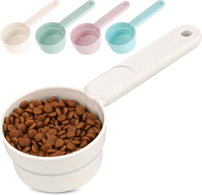 ComSaf Dog Food Scoop 1/2 Cup - MSBC Melamine Pet Food Scoop Measuring Cup for Dog Cat Ferret Rabbit Bird Food, Half Cup Scoop Food-Grade Pet Feed Scoops with Handle, Dishwasher Safe, White