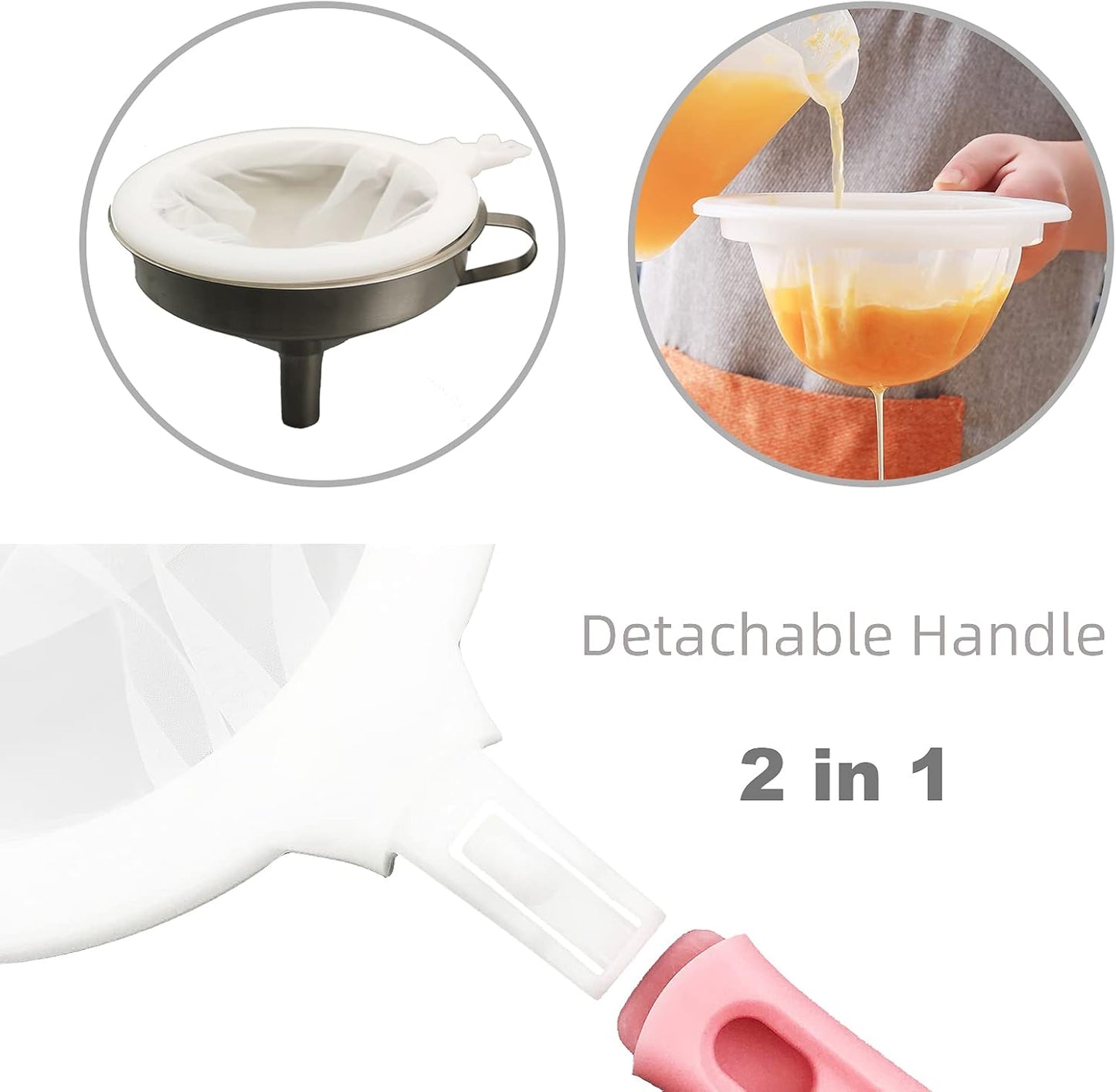 8.4in 80 Mesh Big Nylon Mesh Filter Ultra-Fine Sieve Sediments Strainer PP Frame for Straining Juice,Honey,Tea