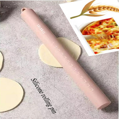 Small stainless Steel Inner Core Silicone Rolling Pin Non-stick Dough Roller (Green)