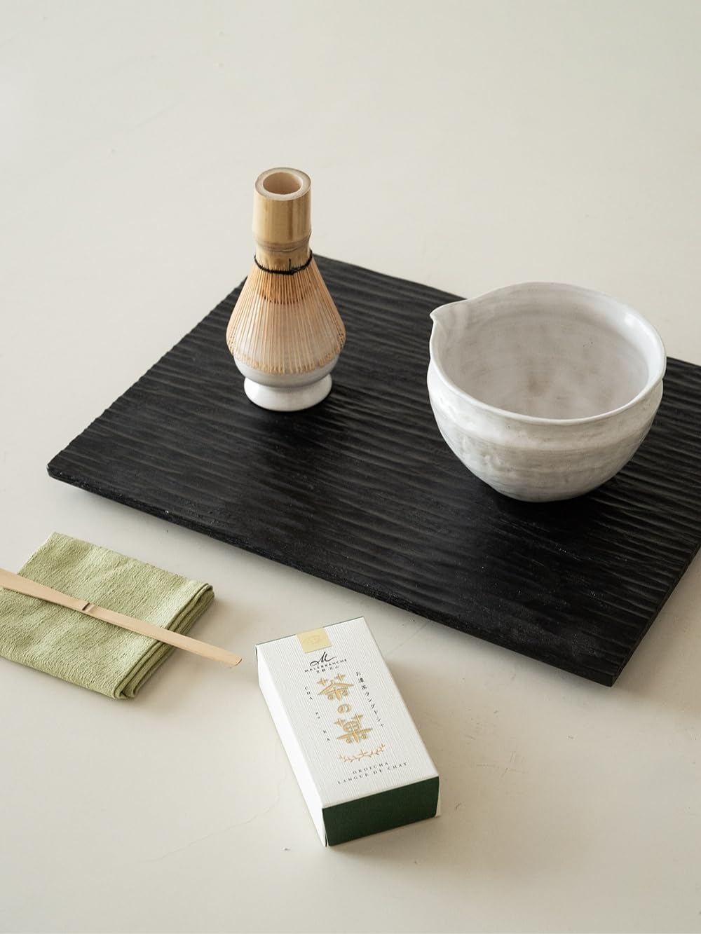 6-pcs Japanese Matcha Whisk Set with Handmade Wabi-Sabi Ceramic Bowl(Chawan),Bamboo Chasen, Whisk Holder, Scoop, Sifter & Tea Towel,Matcha Ceremony Kit,(Sandstone Reactive Glaze)