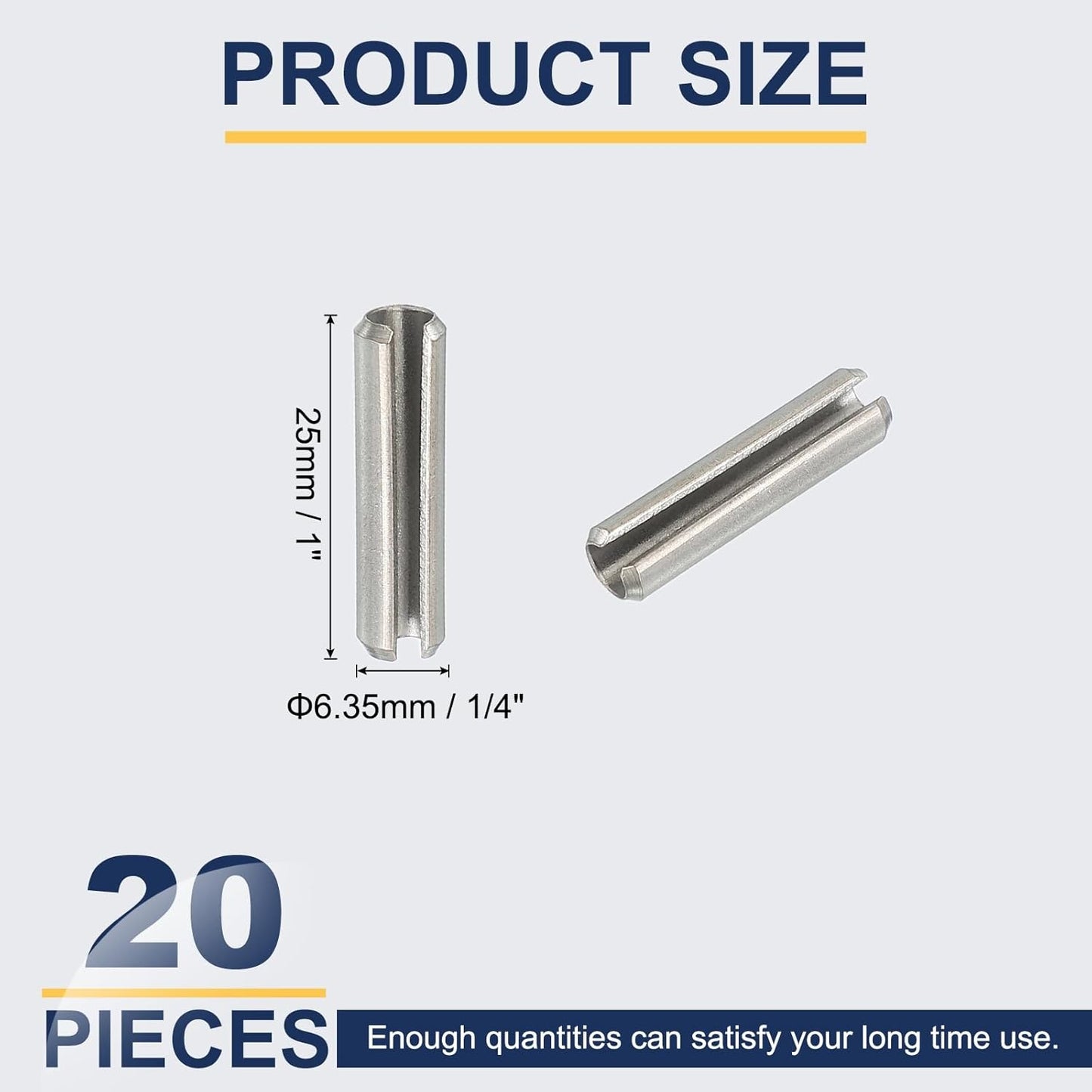 PATIKIL Slotted Spring Pin, 50 Pcs 1/8" x 3/4" (3.2mm x 20mm) 304 Stainless Steel Split Roll Pins Spring Dowel for Home Improvement Automotive Machine Repair, Silver - Colors A