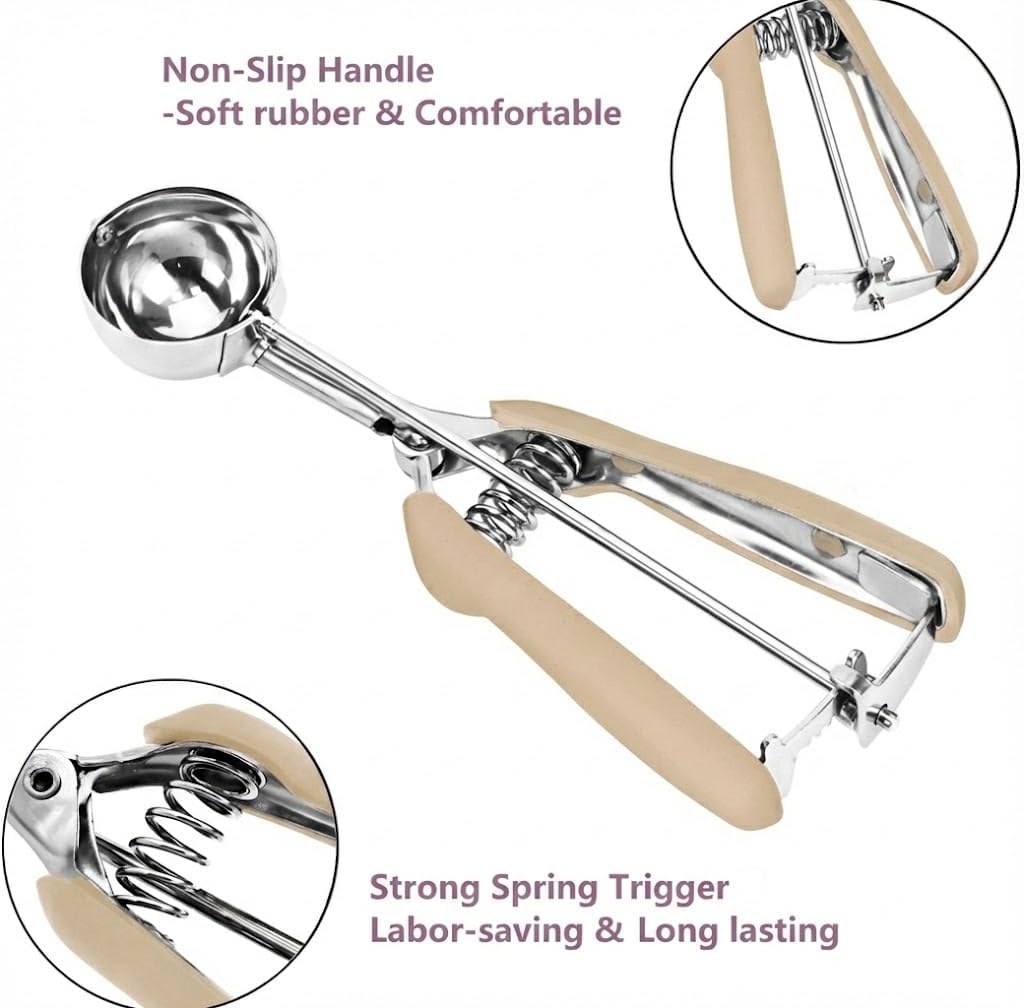 Ice Cream Scoop, 18/8 Stainless Steel Cookie Scoop, Cookie Scoops for Baking, 2 Tbsp/ 30 ml/ 1 oz Cookie Dough Scoop, Ice Cream Scooper with Trigger Release, Cookie Scooper for Baking