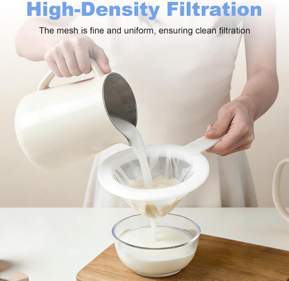 3 PCS Ultra-Fine Nylon Mesh Strainer - 100/200/300 Mesh Plastic Sieve with Handle, Kitchen Filter Tool for Coffee Soy Milk Juice Tea Leaf Honey Wine Yogur