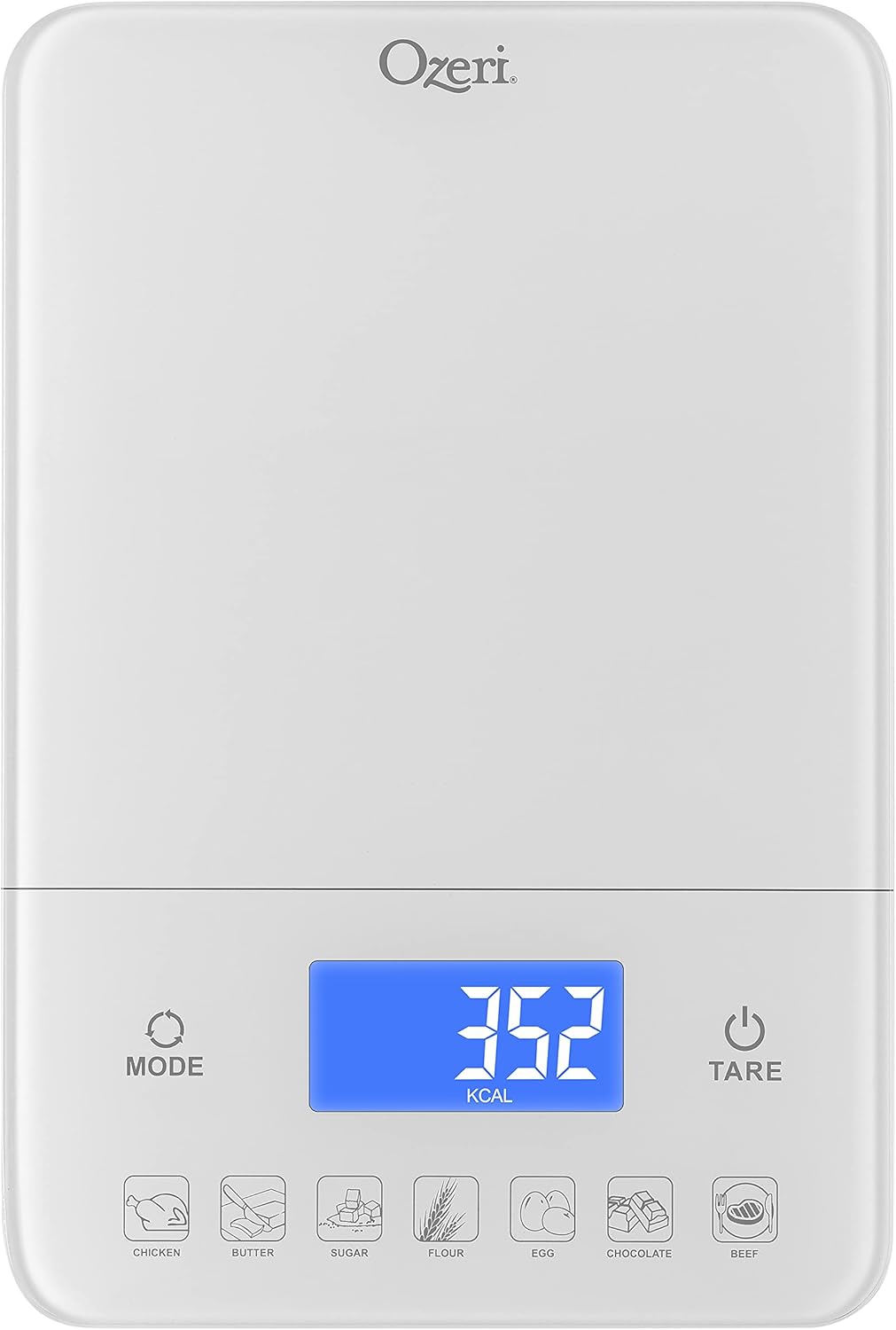 Ozeri Touch III Digital Kitchen Scale with Calorie Counter, 22 lbs (10 kg), Calla Green