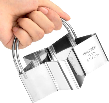 HULISEN Square Biscuit Cutter Set (4 Pieces/Set), Stainless Steel Cookies Cutter with Handle, Professional Baking Dough Tools, Gift Package (Square)