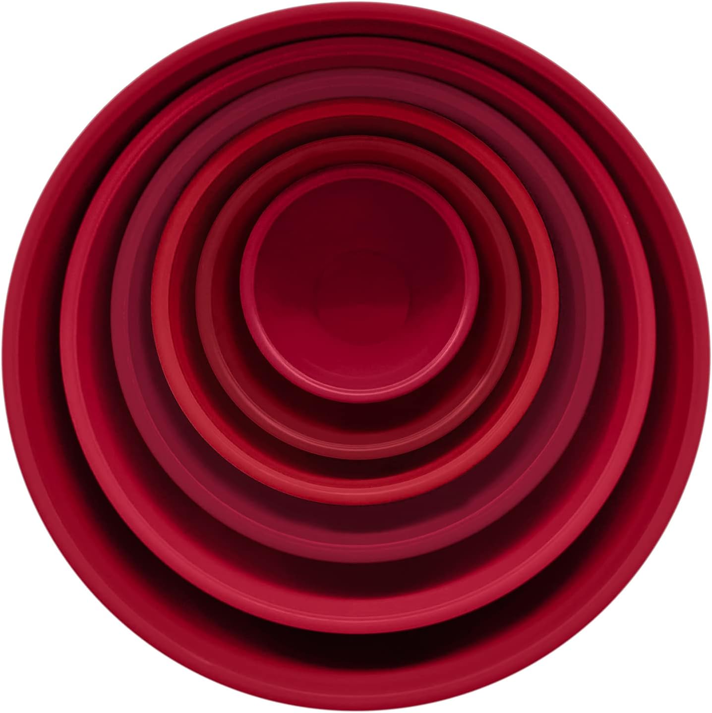edge Plastic Mixing Bowls 12 Piece Nesting Set 6 Prep Bowls and 6 Lids, for Baking, Cooking and Storing, Tonal Red