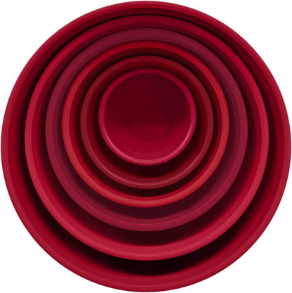 edge Plastic Mixing Bowls 12 Piece Nesting Set 6 Prep Bowls and 6 Lids, for Baking, Cooking and Storing, Tonal Red