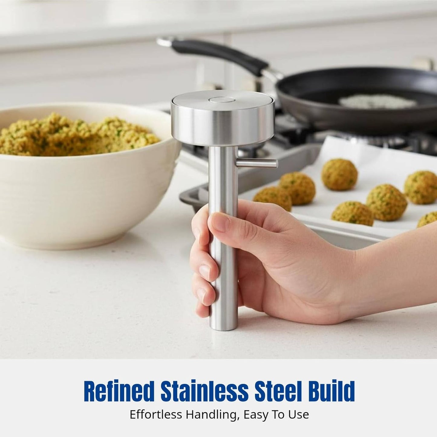 Fenteer Falafel Meatball Scoop Maker Press Scoops Nonstick Easy to Use Compact Middle Eastern Kitchen Tool Multipurpose Shaping Tool, Large