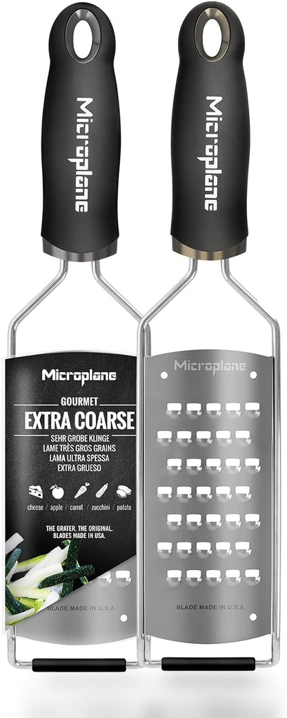 Microplane Gourmet Series Cheese Grater with Soft Touch Handle (Extra Coarse, Black)