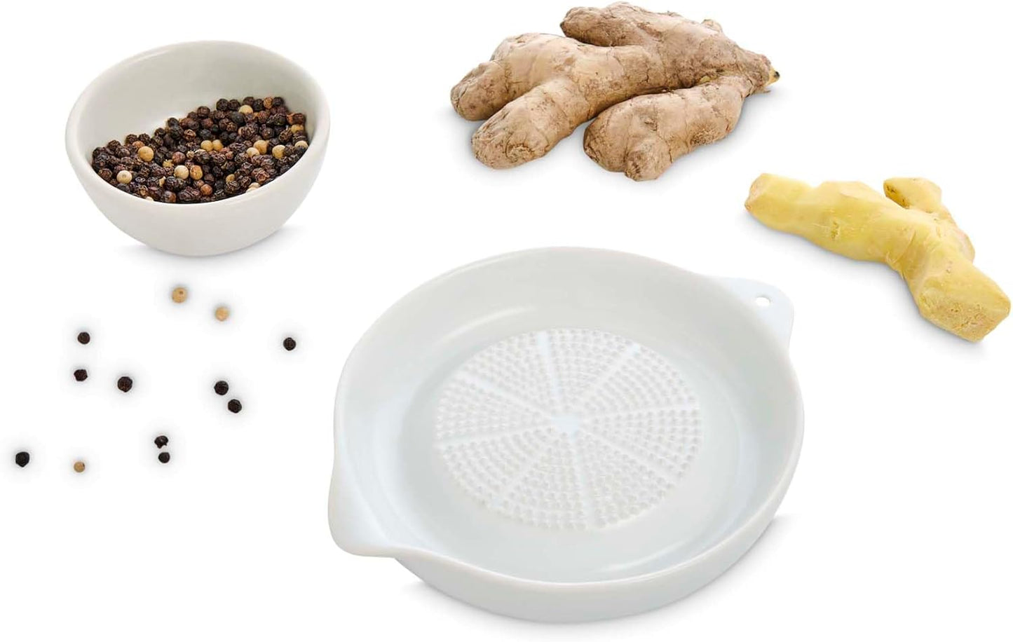 Helen’s Asian Kitchen Professional Kitchen Porcelain Ginger Grater Bowl – Multi-Purpose Fine Grater with Spout, Ideal for Grating Ginger, Nutmeg, Radish, Cheese, and Chocolate. Dishwasher Safe