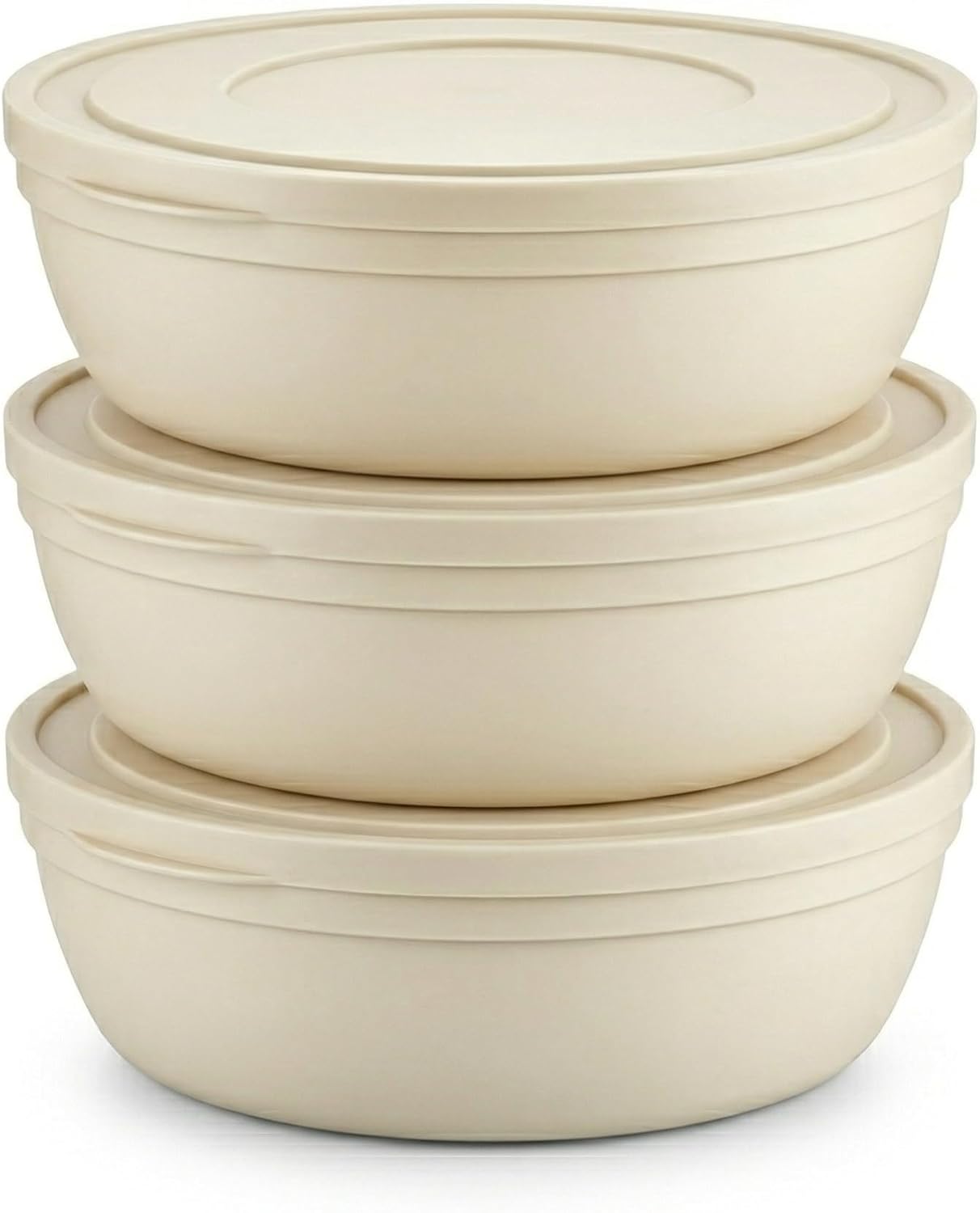 Tribello Large Salad and Serving Mixing Bowls with Lid, Round Plastic Bowl - (6 Quarts)