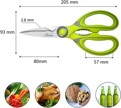Kitchen Shears, Acelone Premium Heavy Duty Shears Ultra Sharp Stainless Steel Multi-function Kitchen Scissors for Chicken/Poultry/Fish/Meat/Vegetables/Herbs/BBQ… (Red black)