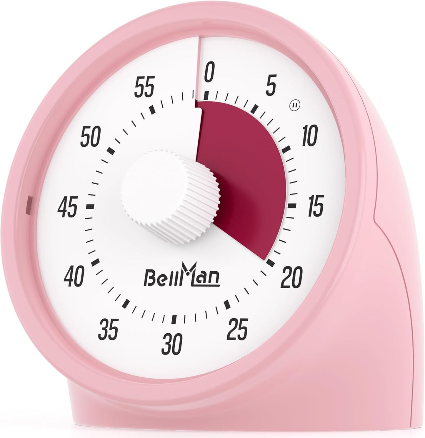 BellMan Visual Timer with Pause Button, 60 Minute Countdown Rainbow Timer for Kids and Adults with Silent Operation, Study and Meetings Time Management Tool, Design for Home, Office and Gift, White