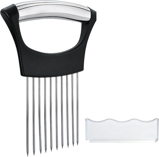 Onion Slicer Holder, with Protective Case, Stainless Steel Onion Cutter Tool for Kitchen, Meat, Lemon, Potato, Tomato, Avocado & Egg, Vegetable & Fruit Slicing Assistant