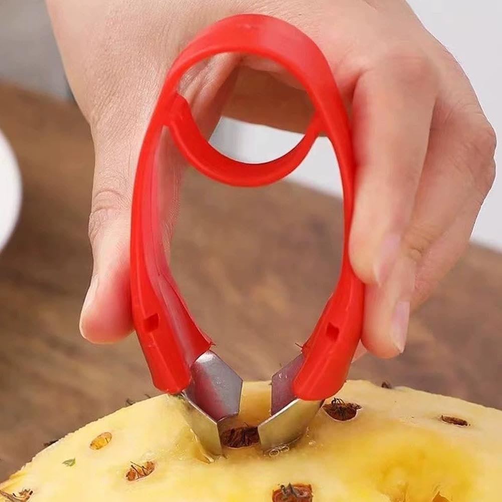 Strawberry Huller Stem Remover, Pineapple Corer Tool, Stainless Steel Tomato Corer and Fruit Veggie Hulling Tool for Pineapple Eyes, Non-Slip Ergonomic Kitchen Gadget for Berry Prep, Baking, Salad