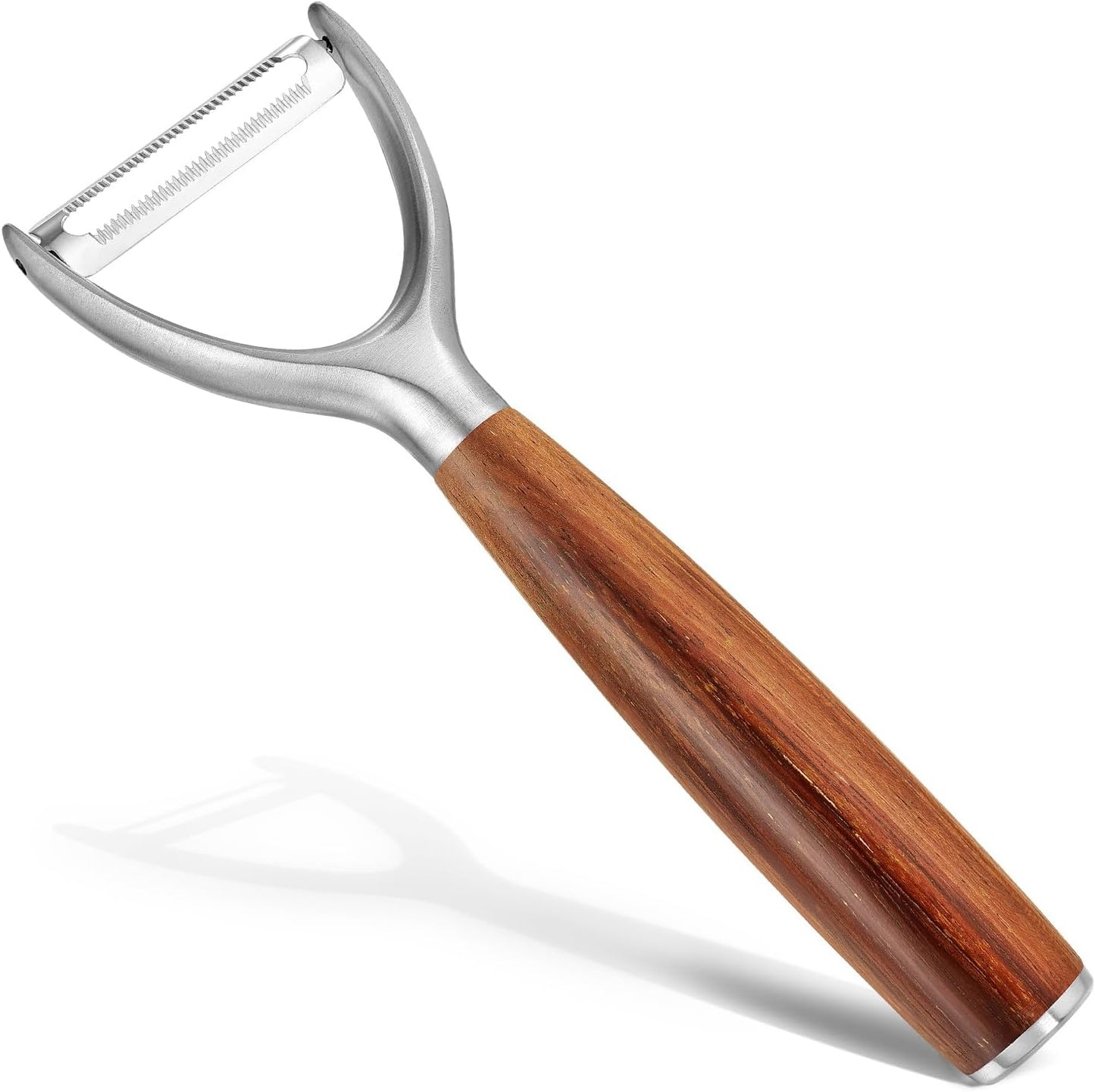 Serrated Blade Premium I Type 304 Stainless Steel Multifunctional Kitchen Peeler Real Wood Handle Ultra Sharp Blade Vegetable Potato Apple（Agarwood）
