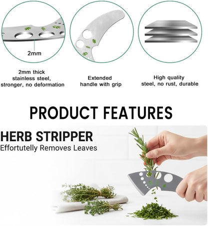 2 Pack Stainless Steel Herb Stripper, 9 Holes Kitchen Leaf Stripping Tool for Kale, Chard, Collard Greens, Thyme, Rosemary, Basil