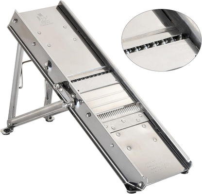 Bron Coucke – Professional Stainless Steel Mandoline with Protective Carriage – 2 Integrated Cutting Blade Units (3 mm & 10 mm) – Smooth & Corrugated Blades – Adjustable – Multi-Function
