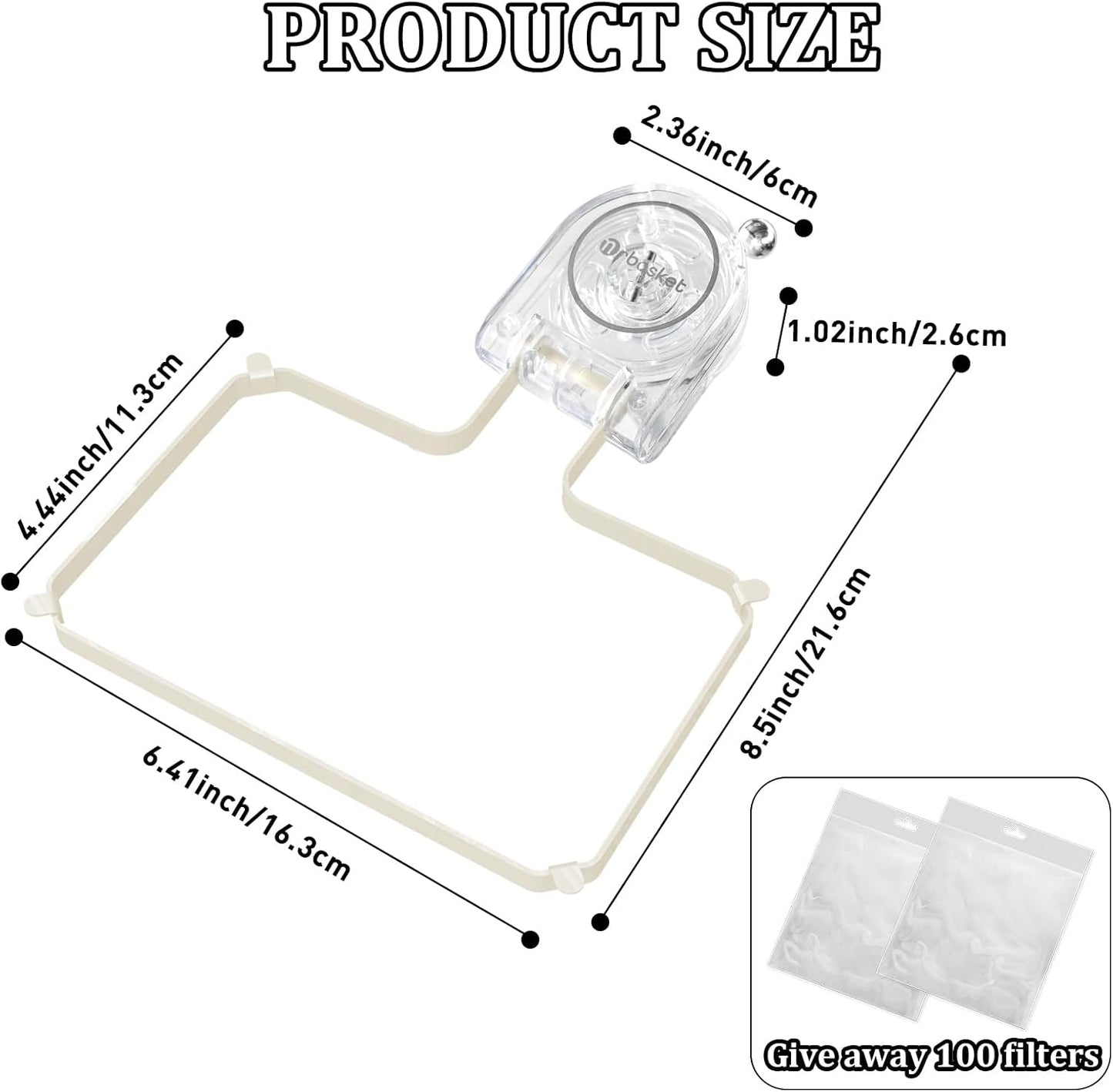 Kitchen Sink Strainer with 100 PCS Filter Mesh Bag, Food Waste Filter Basket, Suction Cup Folding Washing Vegetables and Fruits Drying Bag Holder(Silver)