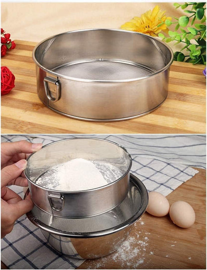 Flour Sifter Round Flour Sieve Strainer with 40 Mesh Premium Rustproof Stainless Steel Fine Mesh for Baking 7.87 inch x 1.97 inch