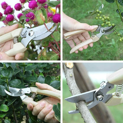 BUGUI Garden Shears Set of 2, Includes 1 Bypass Pruning Shears and 1 Straight Blade Garden Scissors, Sharp, Lightweight