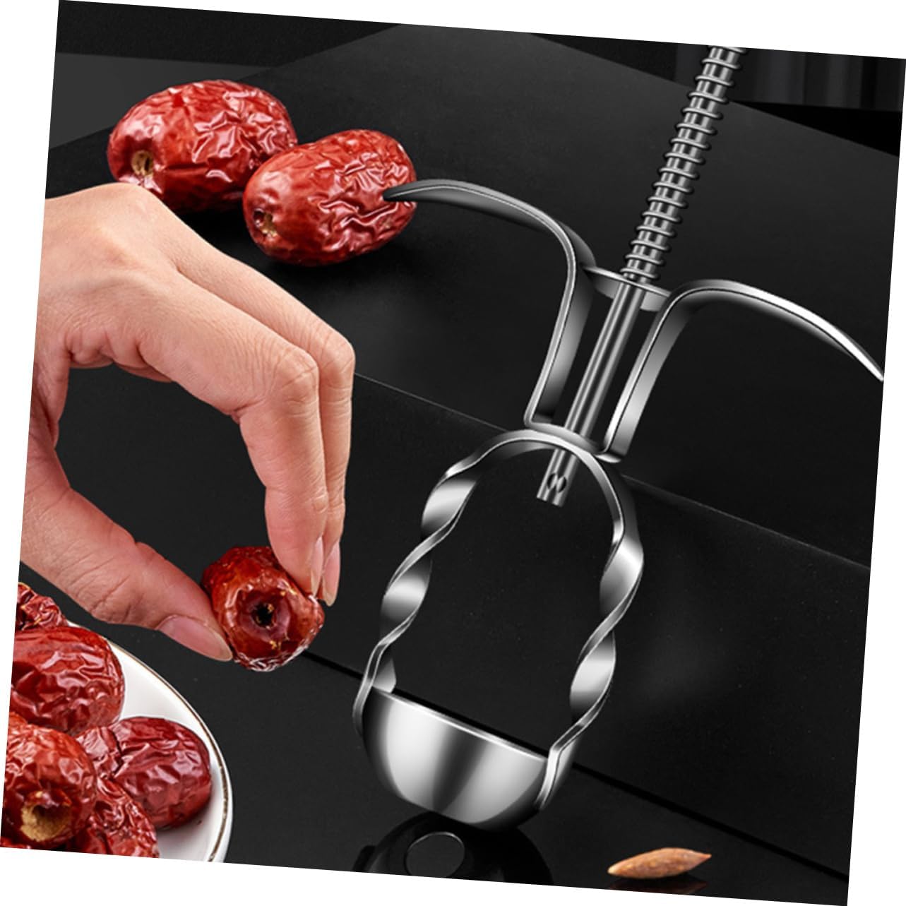 Red Date Core Pitter Tool Portable Cherry Pitter Remover for Home Kitchen Stainless Steel Easy to Use Fruit Pit Remover for Cherries Compact Design