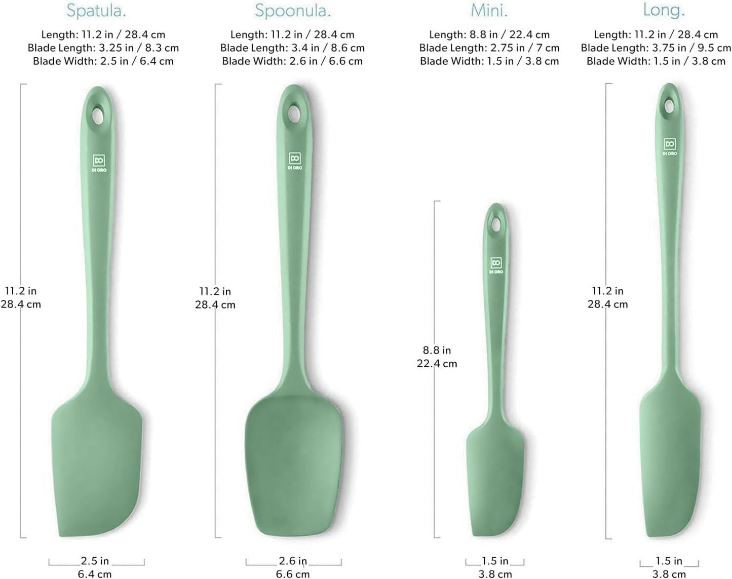DI ORO Silicone Spatula Set - Rubber Kitchen Spatulas for Baking, Cooking, & Mixing - 600°F Heat-Resistant & BPA Free Silicone Scraper Spatulas for Nonstick Cookware - Dishwasher Safe (4pc, Black)