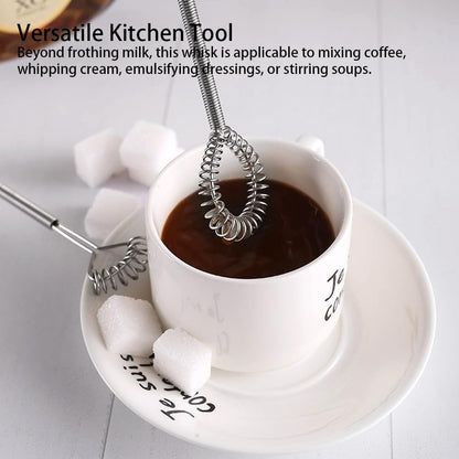Stainless Steel Mini Whisk 2 Pcs, Small Wire Whisks Set with Wooden Handle, Kitchen Egg Beater Mini Hand Mixer for Cooking, 7.8inch